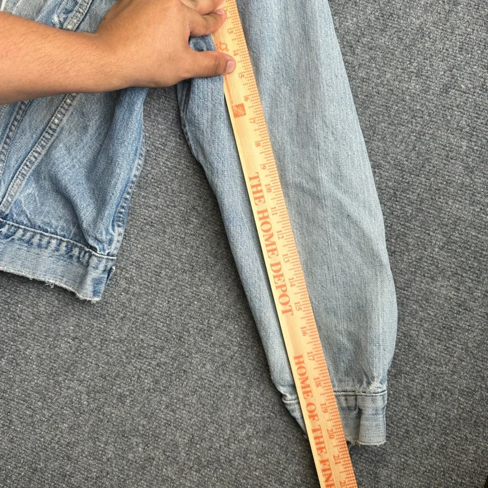 Vintage Levis Denim Trucker Jacket Mens L Blue Distressed USA Made 80s Thrashed - Picture 8 of 10